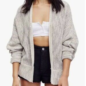 Free People Motions Knit Cardi Grey Knit Open Sweater Cardigan Dolman Sleeves S